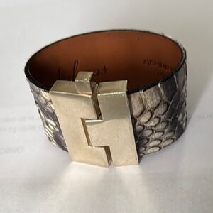 Leighelena Genuine Python Jigsaw Cuff Bracelet